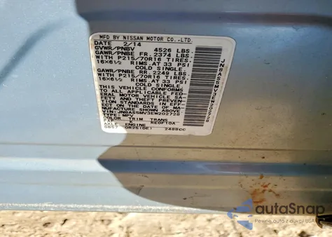 2014 Nissan Rogue Select S z USA, uszkodzony, nr VIN JN8AS5MV3EW202728